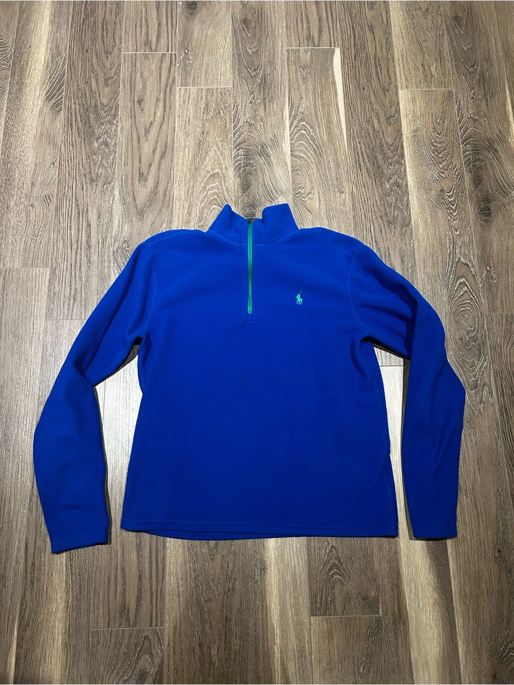 Ralph Lauren Royal Blue Quarter-Zip Pullover with Green Accent